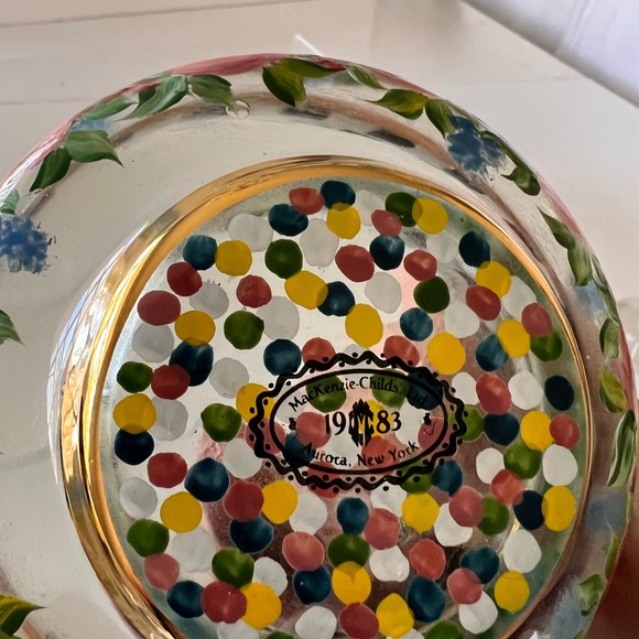 MacKenzie-Childs, Ltd 1983 Small Glass Floral Checkerboard Polka Dot Bowl - Picture 2 of 13